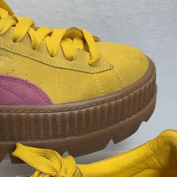PUMA Rihanna X Fenty Yellow Pink Creeper Shoes Suede Platform 8.5 - Picture 7 of 16
